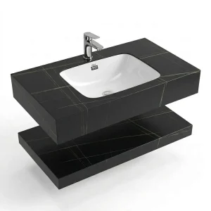 Bàn Đá Lavabo 2 Tầng Nung Kết Đen GD05-2