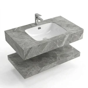 Bàn Đá Lavabo 2 Tầng Nung Kết Ghi Xám GD06-2
