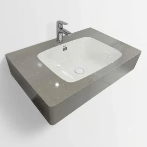 Bàn Đá Lavabo 1 Tầng Đồng Chất Kim Sa Màu Ghi GD07KS