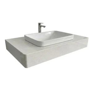Bàn Đá Lavabo 1 Tầng Đồng Chất Kim Sa Màu Kem GD08KS
